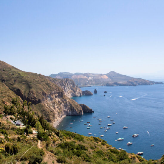 Aeolian islands - Vulcano island viewed from Lipari island - BBOfItaly