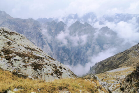 Looking down to the bottom of val Soè, from bocchetta del Manduario. Great we were down there where there are clouds!