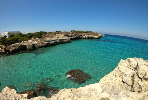 Grotta della Poesia - Puglia. On the background the Ionio and Adriatico sea