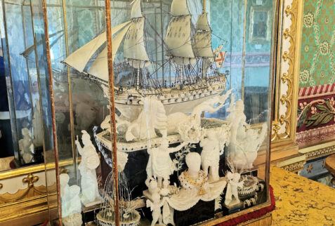 Castello Ducale di Agliè – miniature sailing ship done with precious material