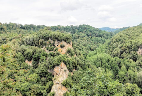 Sorano – surrounding landscape with Tufo hills covered by forests