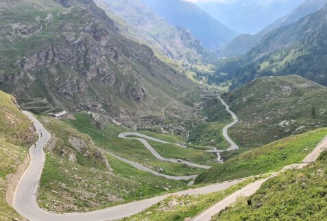 The bendy road which goes up to Colle del Nivolet pass from Ceresole