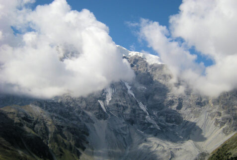 Malga del Toro – Ortles partially hidden by clouds seen from the Malga