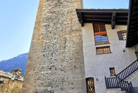Avise Valle d’Aosta – one side of high tower of Castello Blonay