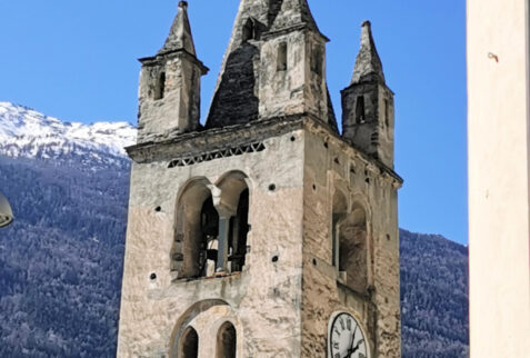 Avise Valle d’Aosta – structure of the bell tower of Avise church