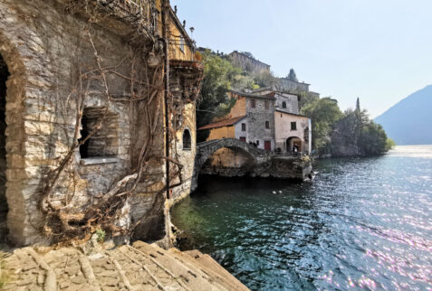 Nesso Lombardia – little bridge of Nesso placed where the waterfall flows into the lake