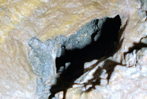 Marzoli mine - A geode (mineral crystals) inside a mine tunnel wall - BBOfItaly