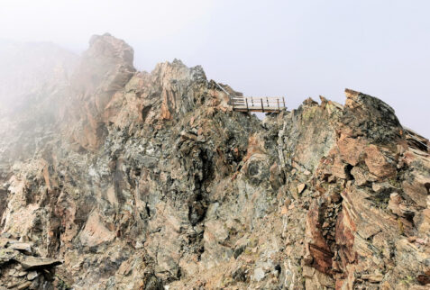 Quntino Sella – a wooden bridge crossing an overhang on the ridge – BBofItaly