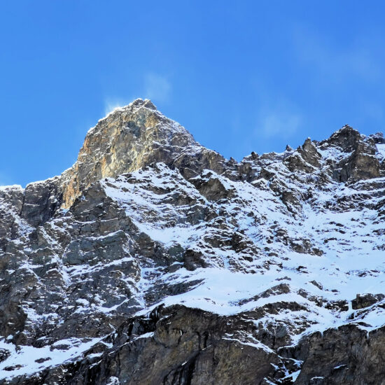 Val di Rhemes – vertical faces are very dangerous because they can discharge big quantities of snow and stones overwhelming everything – BBofItaly