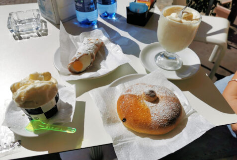 Marzamemi – a quartet: Tuppo, Gelato, Cannolo, Granita (clockwise) – BBofItaly